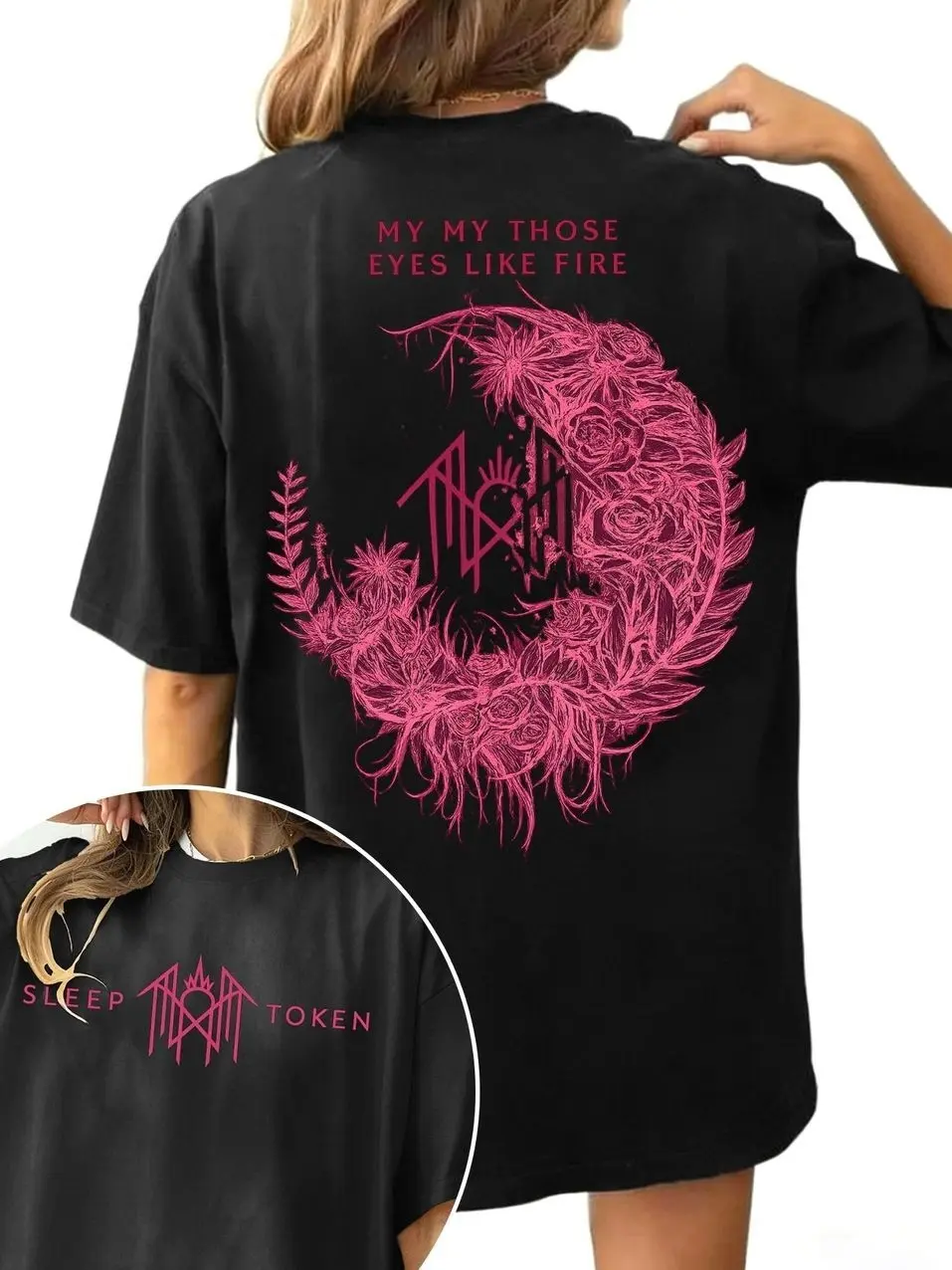 _Sleep Token_ Band Fandom Graphic T-Shirt, Stylish Casual Edgy Loose Design, Ultra-Soft Breathable Fabric, Perfect for Women into Alternative Rock Aesthetic, Daily Leisure, Brunch & Music Events, Expressing Fandom Through Trendy Comfortable Wear 2