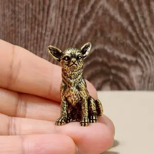 Handmade Brass Chihuahua Figurine, Statue, Pet Lover Gift, Decorative Home Office Decor, Animal Collection Art Piece, Unique Collectible Item