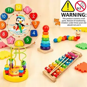 5-piece wooden toy set, a set of colorful shape sorting toys, Shape Sorter, Montessori toys, educational toys for children, early learning toys for toddlers, holiday gift
