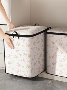 Floral Printed Thick Quilt Storage Bag, Cute and Practical Kids Bedding Organizer, Durable Material, Easy Carry Handle, Home Use, Storage Carrying Bag