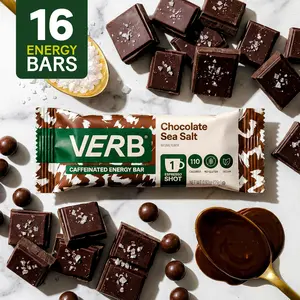 Chocolate Sea Salt Caffeinated Energy Bars – 16 Pack (26g Each) Vegan Snack