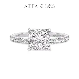 Princess Cut Synthetic Moissanite Rings D Color VVS1 8.0 mm Engagement Wedding Rings for Women Gift R049