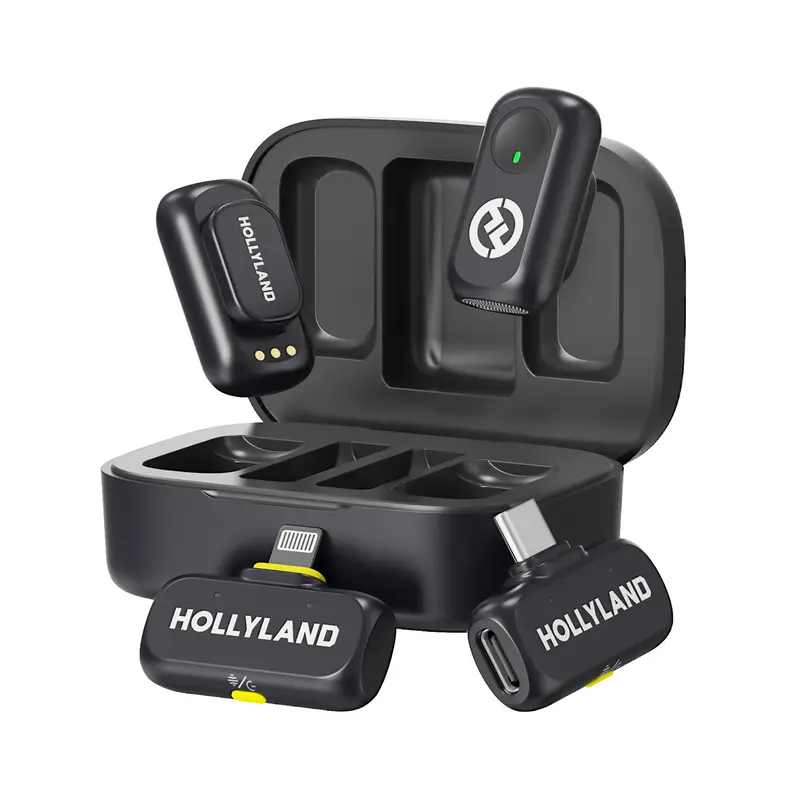 Hollyland LARK A1 Combo 2.4GHz Wireless Lapel Mic Recording Kit - Compact Mics with 1-Touch Recording, Rechargeable Audio Solution for Content Creators, Smartphone, USB Type-C Devices, Wedding, Casual Use