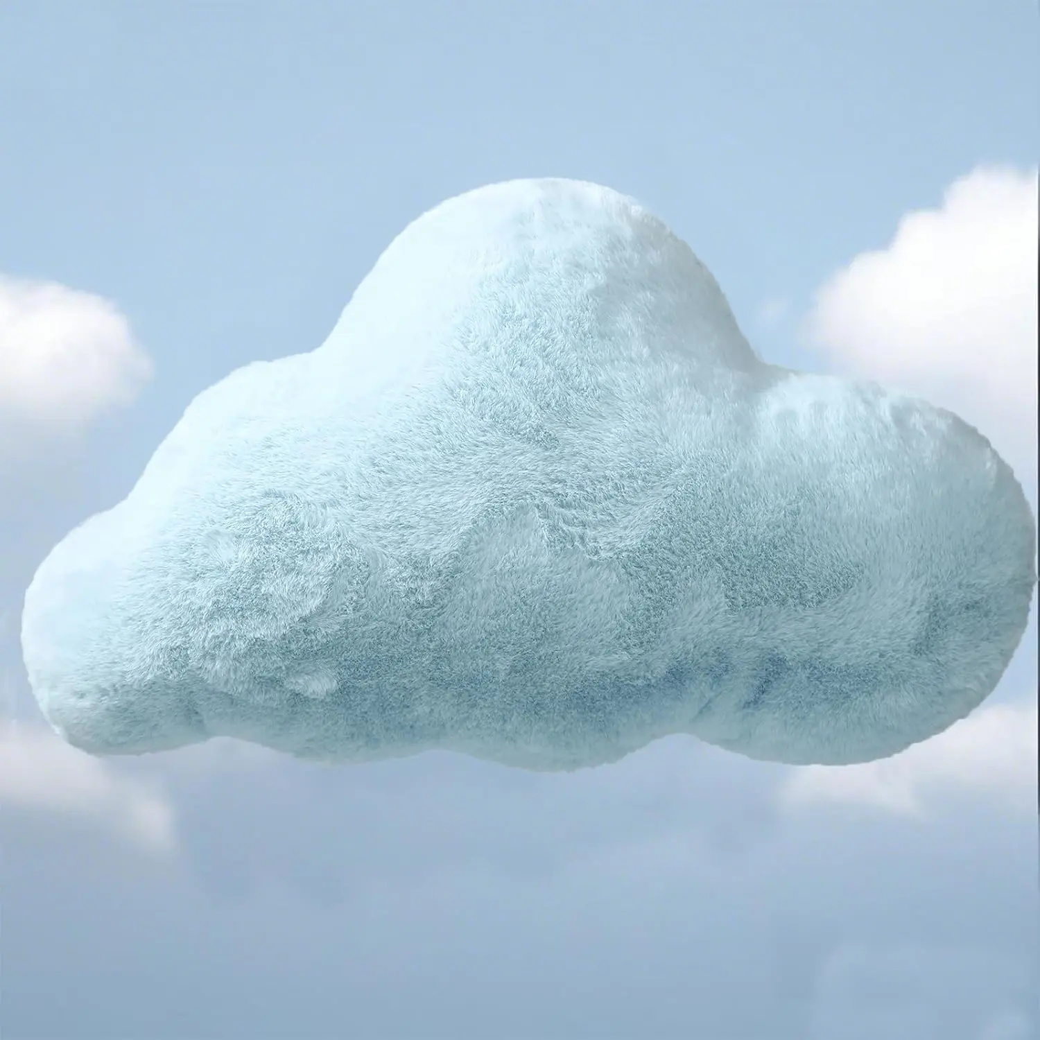 Cloud Pillows, Blue Cloud Shaped Pillow, Decorative Throw Pillow Gifts, Cute Plush Room Decor, Fluffy Faux   9.5"x16" Pillows for Living Bedroom  Room