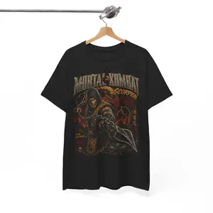 Mortal Kombat Scorpion Vintage Bootleg Graphic Gildan T-Shirt – Retro Arcade Fighting Game Tee, Ninja Gamer Streetwear Shirt, Unisex Gaming Fan Tee