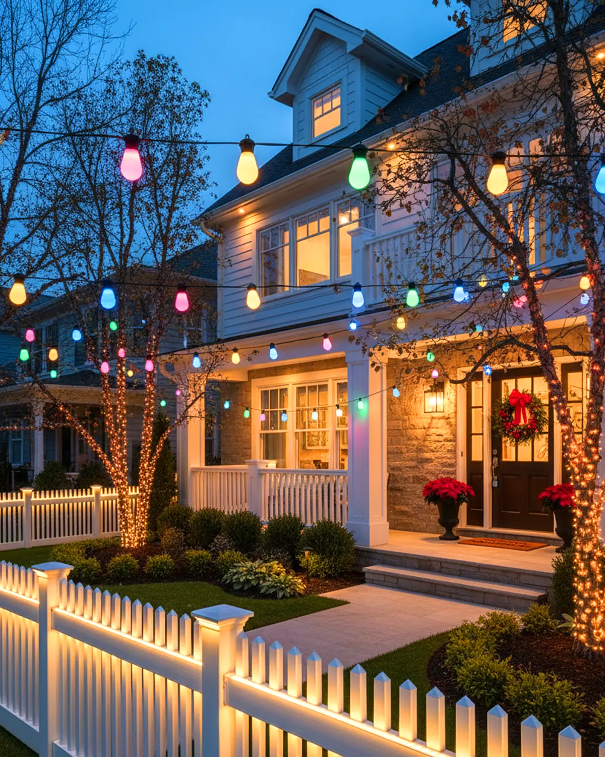 Upgraded 15 RGBW Edison String Lights APP Remote Control 213 Scene Modes IP66 Waterproof for Garden Yard Pool Party Halloween Christmas Decor