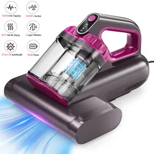 Mattress Vacuum Cleaner 400W Handheld 15Kpa 273nm UV-C Light Ultrasonic Heating, Double Cup Wide Suction, 0.6L Capacity,  for Bed Pillows Sofa Corded