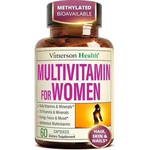 Vimerson Health Multivitamin for Women: Methylated B Vitamins, Chelated Minerals and Bioavailable D3 for Focus and Energy Support – Daily Womens Multivitamins and Multiminerals – 60 Capsules