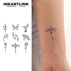 INKARTLINK Tattoo Tech, 2 Sheets Semi-Permanent Temporary Tattoos, Line Design-1, Adult Art Design,Lasts 1-2 Weeks, Waterproof, Realistic Look, No Adhesive, No Reflection,For Man And Woman,Ideal for Swimming, Party