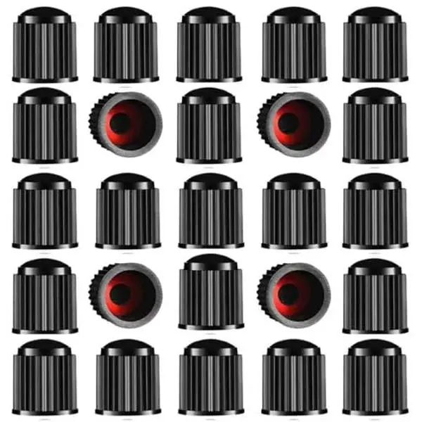 48 Pcs Tire Valve Stem Caps Upgraded Version with Sealing Ring for Car, Motorbike, Truck, Bike (Black)