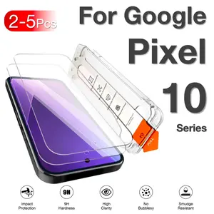 2-5 piece set suitable for Google Pixel 10 9 9a 8 8a 7 7a 6a  Pro XL , supports ultrasonic fingerprint unlocking, phone screen tempered glass protective film, automatic positioning without dust, 9H high aluminum glass ultra high definition