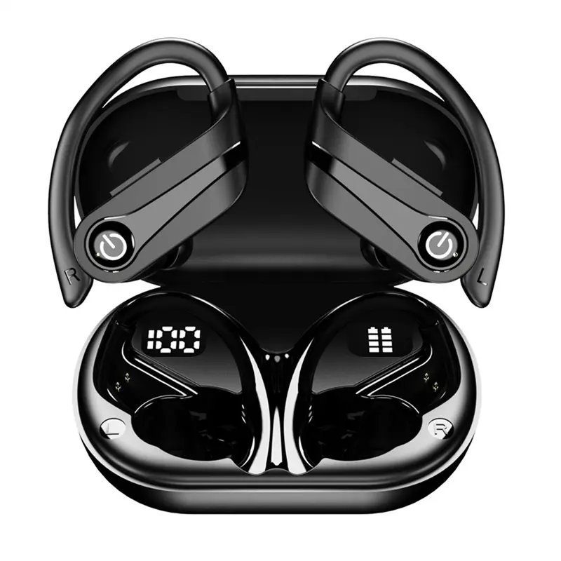MSHUKCOE Bluetooth Headphones Wireless Earbuds 30Hrs Playtime IPX7 Waterproof Digital Display Sport Ear Buds with Earhook Mic in-Ear Earphones Stereo Sound Earbud for Workout Running Exercise Gym tiktokshopbacktoschool