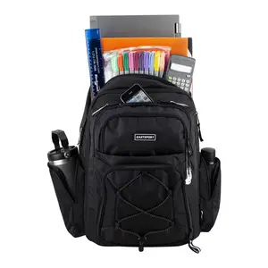 Eastsport Bungee Expandable Backpack, Black/White Pop