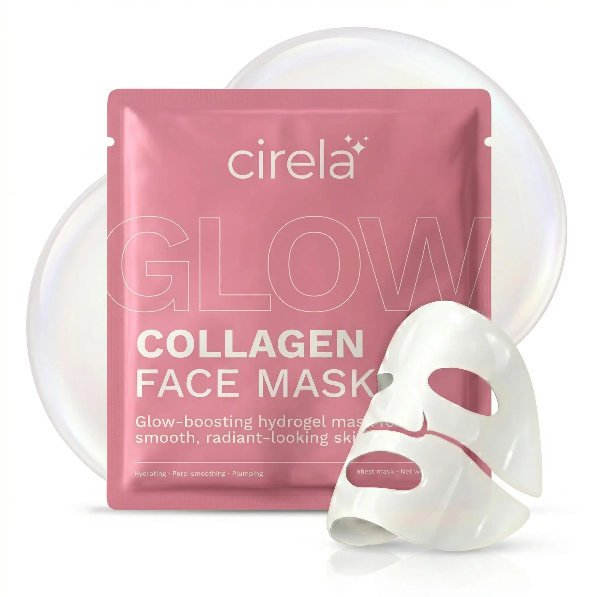 [Cirela] Collagen Hydrogel Facemask | Pore Tightening, Firming, Glow, Glass Skin, K-beauty Sleeping Mask, Korean Skincare, Collagen+Galactomyces, Affordable bundle (4 Masks) Gentle Radiance
