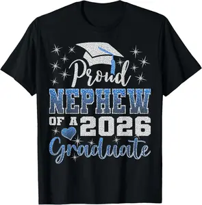 100% Cotton Super Proud Nephew of 2026 Graduate Senior Graduation Family T-Shirt