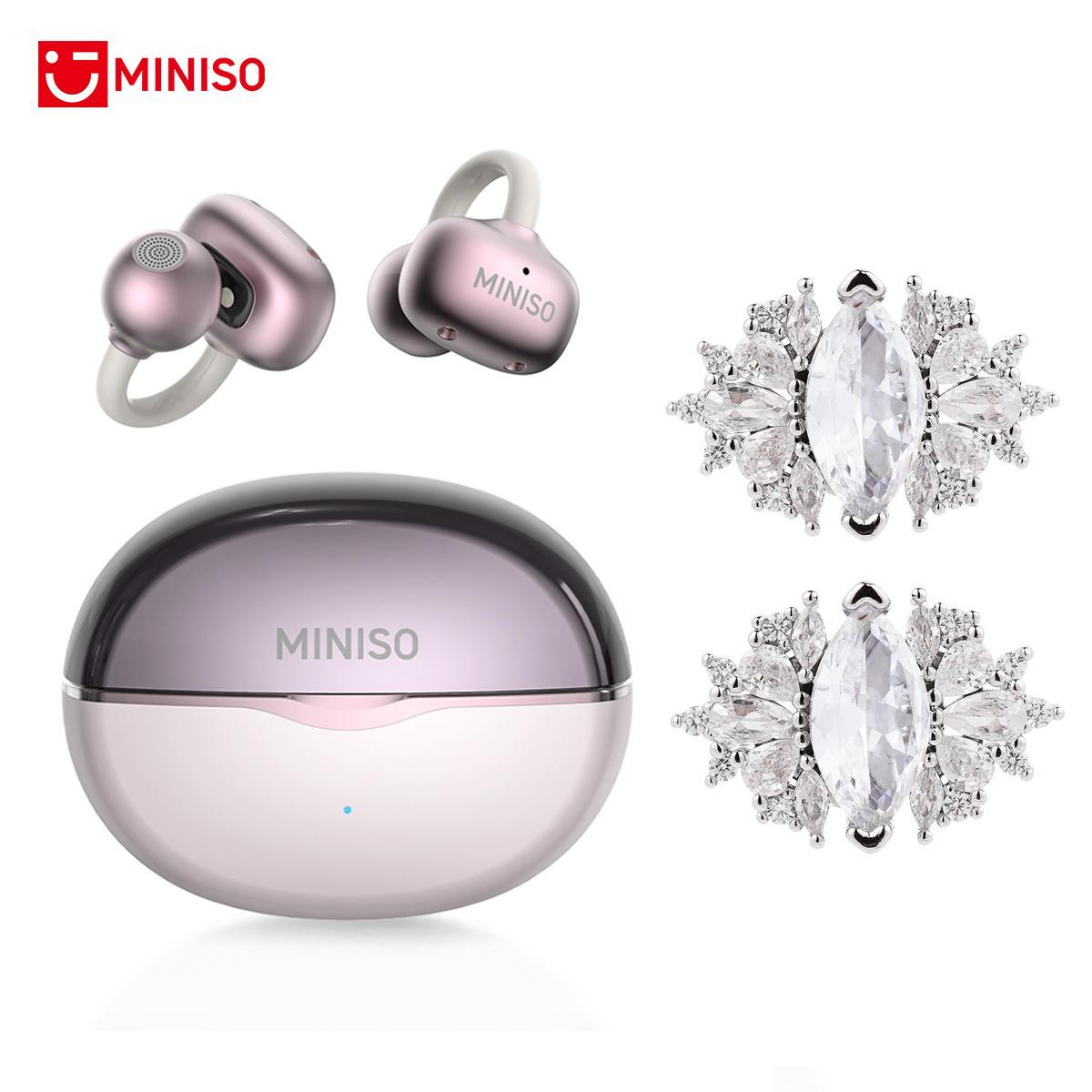 MINISO Clip On Earbuds Wireless Headphones with Bluetooth 6.0 Earphones, Stable Connection & Low Power Use, DT6.0 Pulse Directional Tech, 360° ACS Panoramic Sound, IPX5 Waterproof Audio Earbuds for Music & Calls, Comfortable for Sports