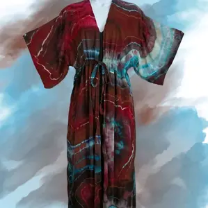 Small Tie Waist Kimono Sleeve Robe, Geode Tie Dye, Small Flaw/Reduced Price