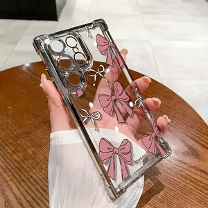Pink bow tie for Samsung phone cases S24/S24 Plus/ S24 Ultra/S24 FE/Samsung S23/Samsung S23+/Samsung S23 Ultra/Samsung S23 FE/S22 Ultra 5G/S22+ 5G/S22 5G Protector Cover