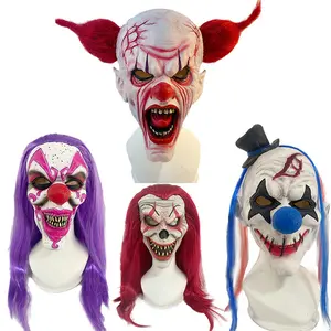 Halloween Long Hair Clown Mask Latex Headgear Horror Ball Party Performance Props