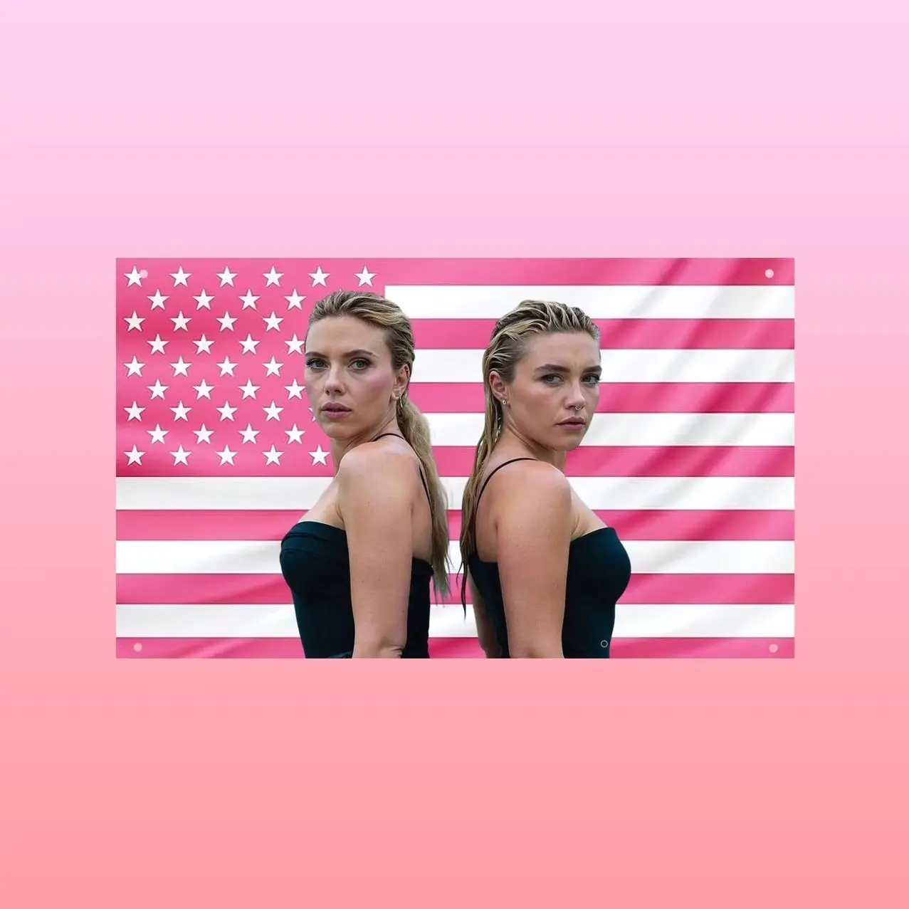 Black Widow & Yelena Belova Flag | Thunderbolts Wall Flag | Marvel Pink US Flag | Superhero Wall Tapestry | Room Decor Gift