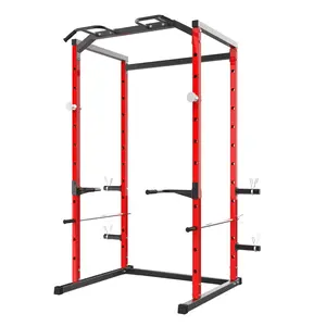 Garvee 1100LB Heavy Duty Power Cage Squat Rack for Home Gym – Multi-Functional Strength Training Rack with Pull-Up Bar, Dip Bars, J-Hooks, Adjustable Safety Spotters, Bench Stand – Color: Black