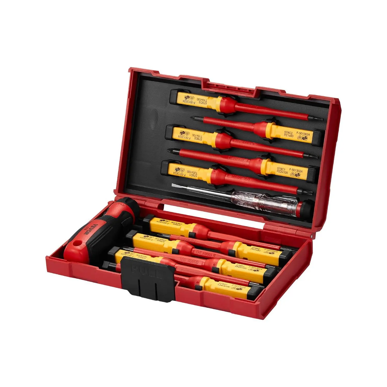VEVOR Insulated Screwdriver Set, 13-Piece Professional Electrical Screwdriver Set, 1000V Insulated Electrician Tool Set, with Magnetic Phillips Slotted Pozi Torx Tips, Screwdrivers, for Electricians
