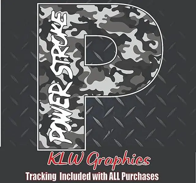 Powerstroke P Black Camo Print Full Color Decal Sticker Turbo Diesel Truck 6.0 6.7 7.3 Crew Double Cab