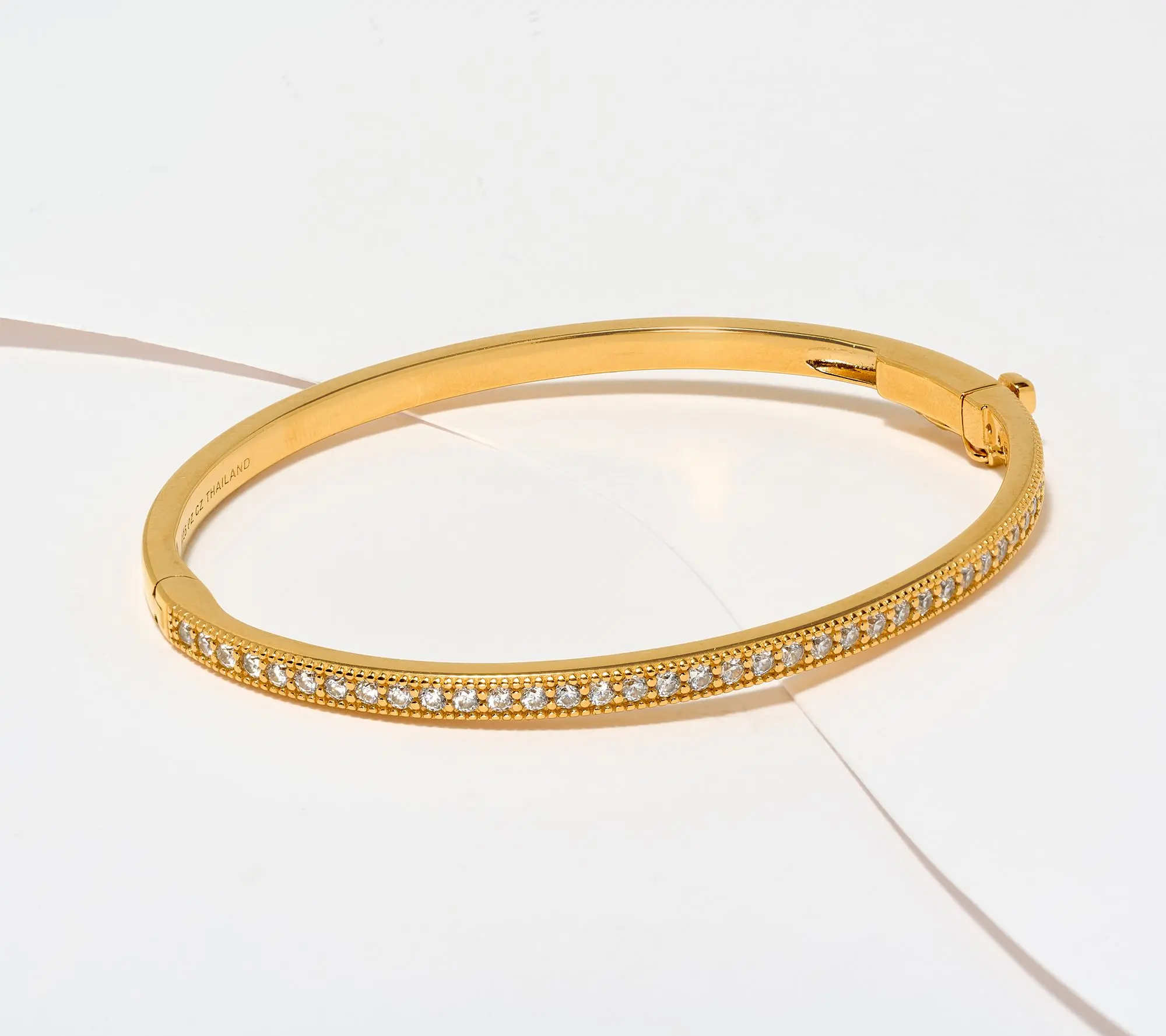 Diamonique Pave Hinged Bangle Bracelet, Sterling Silver