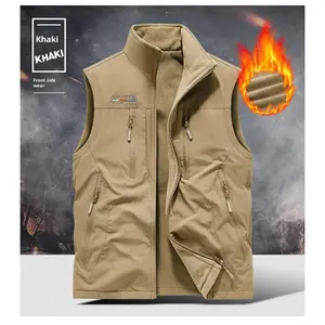 Men'S 2-Sided Reversible Fleece Lined Vest, 8-Pocket Dual Color Design For Outdoor Work & Travel, Multi-Color Optional Winter Vest