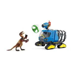 Schleich-Dinosaur toys-Dinosaur & Track Vehicle-Realistic  Dinosaur Toys for kids 4+, Party Favors & Birthday Gift for kids