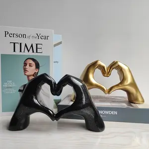 Golden Gesture Decoration, Love Finger Statue Modern, Modern Art Sculpture Personalized Finger Home Decoration