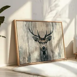 Rustic Deer Canvas Wall Art, land Stag Painting, Farmhouse Animal Decor, Cabin Hunting Lodge Wall Art Artistic Cotton Print Artwork Matte Minimalist Decoration Ornaments Room Photo wall decor posters