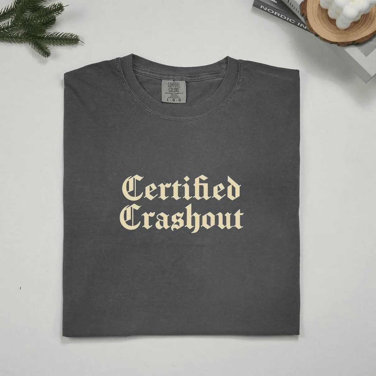 Women's Chic Cotton Vintage Certified Crashout Graphic Tee - Comfortable Casual Short-Sleeve Print Shirt with Rebellious Attitude, Hip Hop Culture Theme, Perfect Cut Fabric, Light
