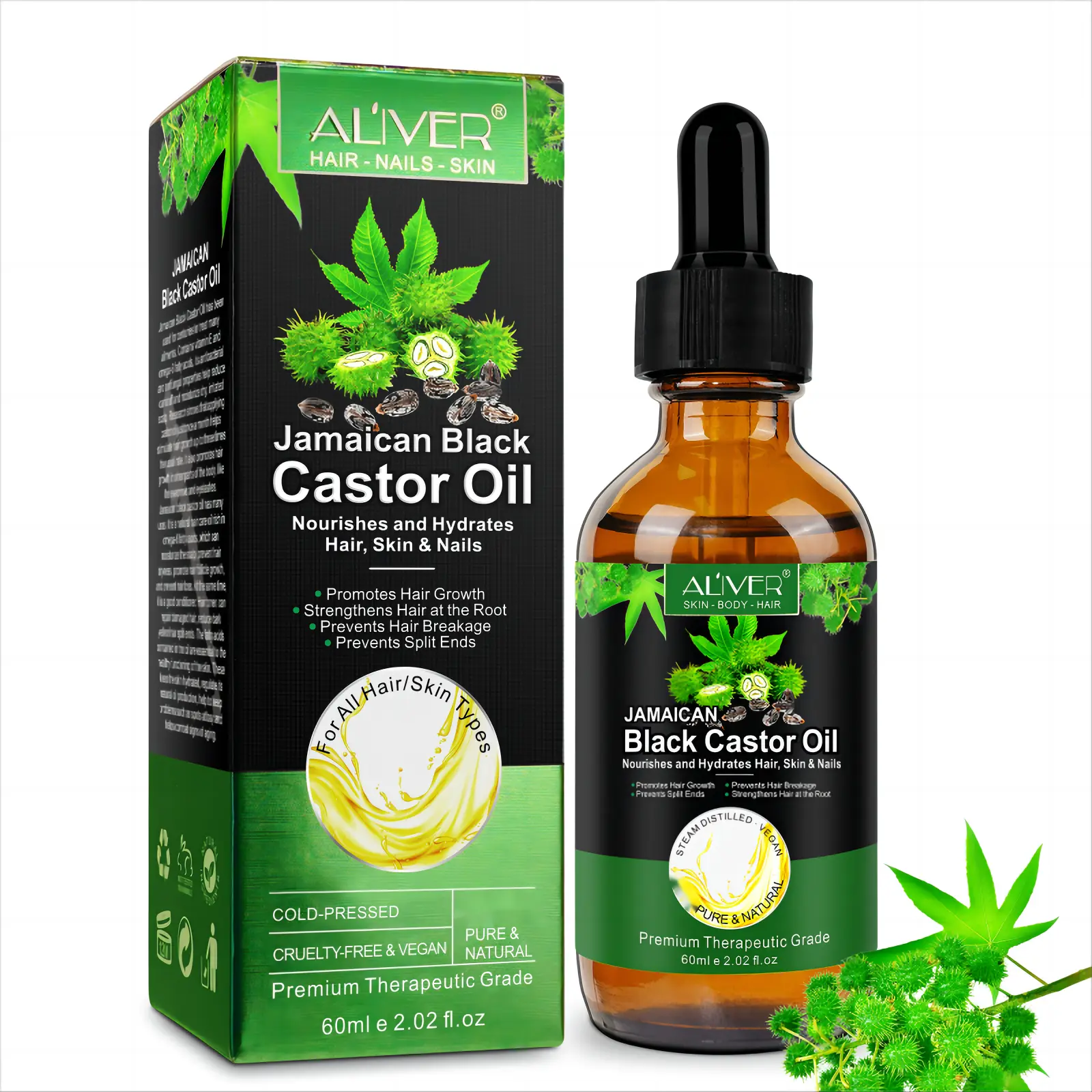 【Viral Nutrition Oil】Aliver Jamaican Black Castor Oil for Hair & Skin (60ml) Nourishing Hydrating Haircare