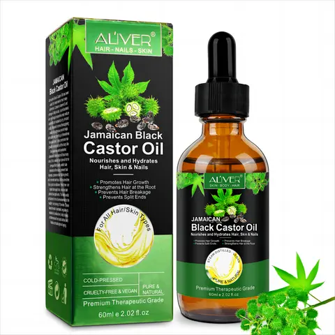 Aliver Jamaican Black Castor Oil (60ml) - Natural Conditioning Oil, Daily Hair Repair Solution, Shiny Moisturizer for Dry Hair Hydration & Skin Nourishment, Daily Hair Oil
