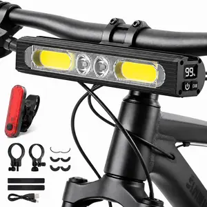 Rechargeable Bike Light, High Bright COB Bicycle Front Light with Wide Beam Anti-Glare Design, IPX6 Waterproof Aluminum Alloy Handlebar Light for Night Riding, Camping, Hiking & Emergency Use