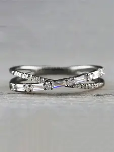 1 PC Elegant Cubic Zirconia Ring For Women For Valentine's Day Gift Wedding Engagement Anniversary Party Jewelry Interlocked Stackable Rings Elegant Glittering Ring