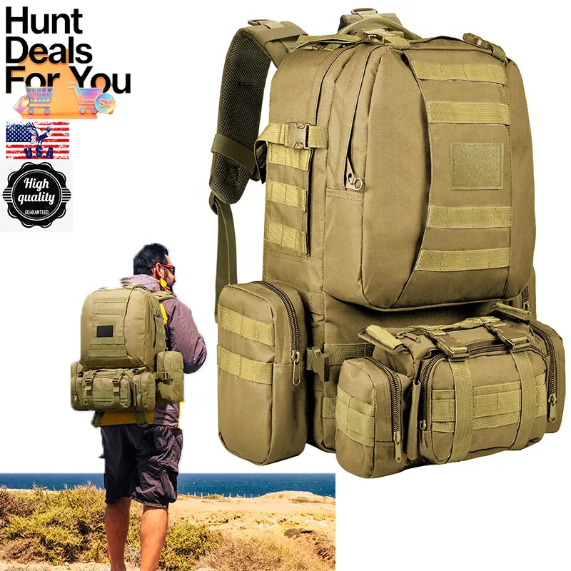 [SUPER DEAL] Tactical Large Capacity Backpack 60L Survival Daypack For Men and Women Removable Outdoor Multipurpose  Bag