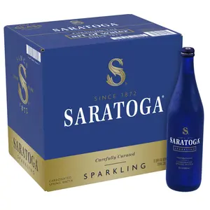Saratoga Sparkling Water Bottles, 12-Pack – Carbonated Spring Bottled Water – Glass Bottles – 28 Fl Oz