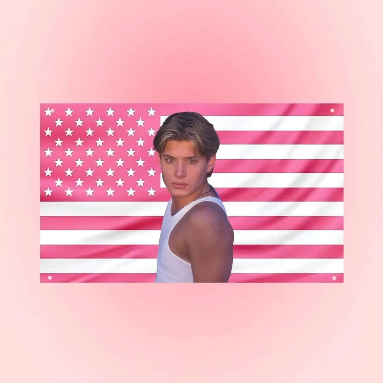 Jensen Ackles Pink USA Flag | Dean Winchester Vintage American Flag Wall Tapestry | Supernatural Room Decor Fan Banner