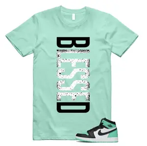 Green Glow 1 Retro High OG White Black Mint T Shirt Match VERTBLS
