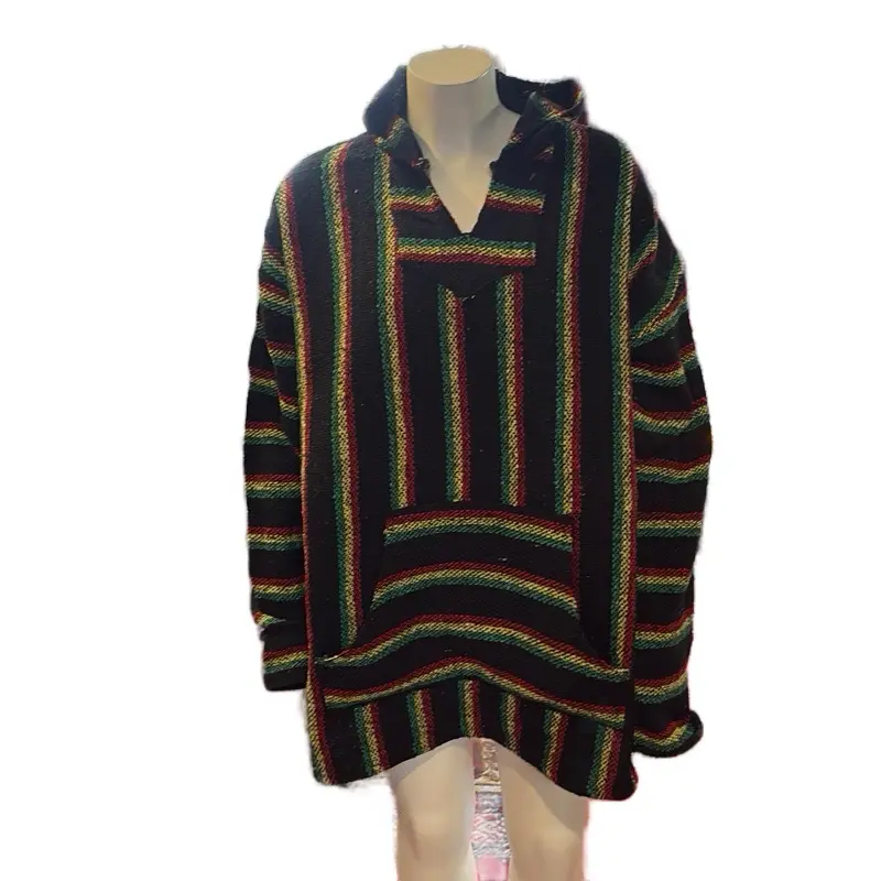Baja Mexican Hoodie With Pocket , Organic Cotton Iguana Jacket, Jacket For Unisex, Spring Fall Hoodie, Rasta  Baja Hoodie, Jacket with Hood