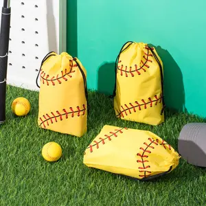 50 Pack Baseball Snack Drawstring Bags Small Snack Plastic Goodie Gift Bags Party Favor for Sport Party Supplies, 6 x 8 Inch