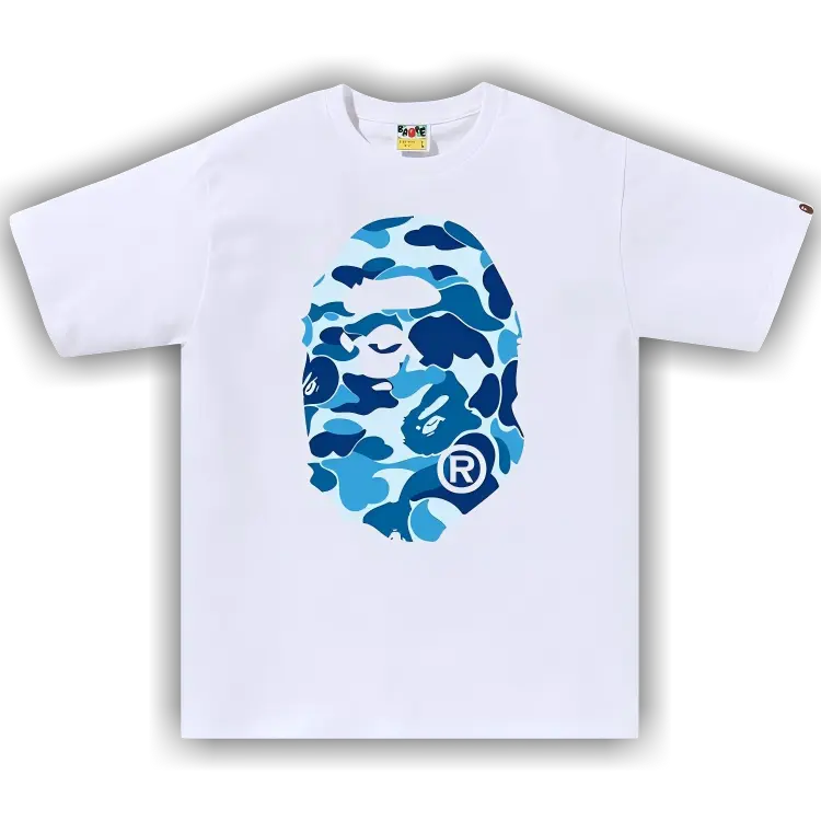 BAPE ABC Camo By Bathing Ape Tee Black/White Men's Shirt 1L80-110-006-WHITE-BLUE
