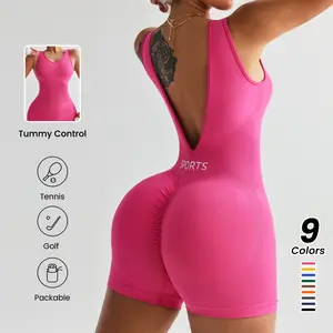 TCVC Women's Backless, Butt Lift & Seamless Sports Romper Tummy Control, High Elasticity & Breathable Workout Jumpsuit  | For Yoga, Gym & Daily Wear, Perfect for Spring & Summer Outfits