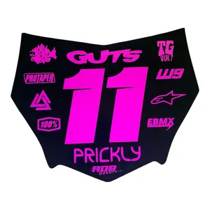 MotoCutz Style Number Plate Decal — 11 Logo — Pink