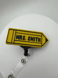 Custom Pencil Badge Reel | Personalized Name ID Holder, Retractable Clip Accessory