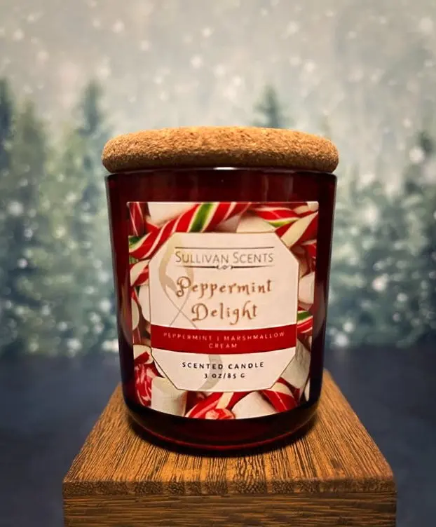 Peppermint Delight 3 oz Red Tumbler Jar Candle