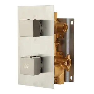 DAX Square Concealed Valve. thermostatic Mixer with 2/3 Function Diverter. Brushed Nickel Finish (DAX-1054-SQ-BN)