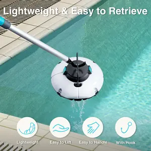 Cordless Robotic Pool Cleaner, Winny Pool Cleaner Automatic Pool Vacuum with Dual Filters, 80 Mins Runtime, Ideal for Flat Above Pools Up to 645 Sq.Ft